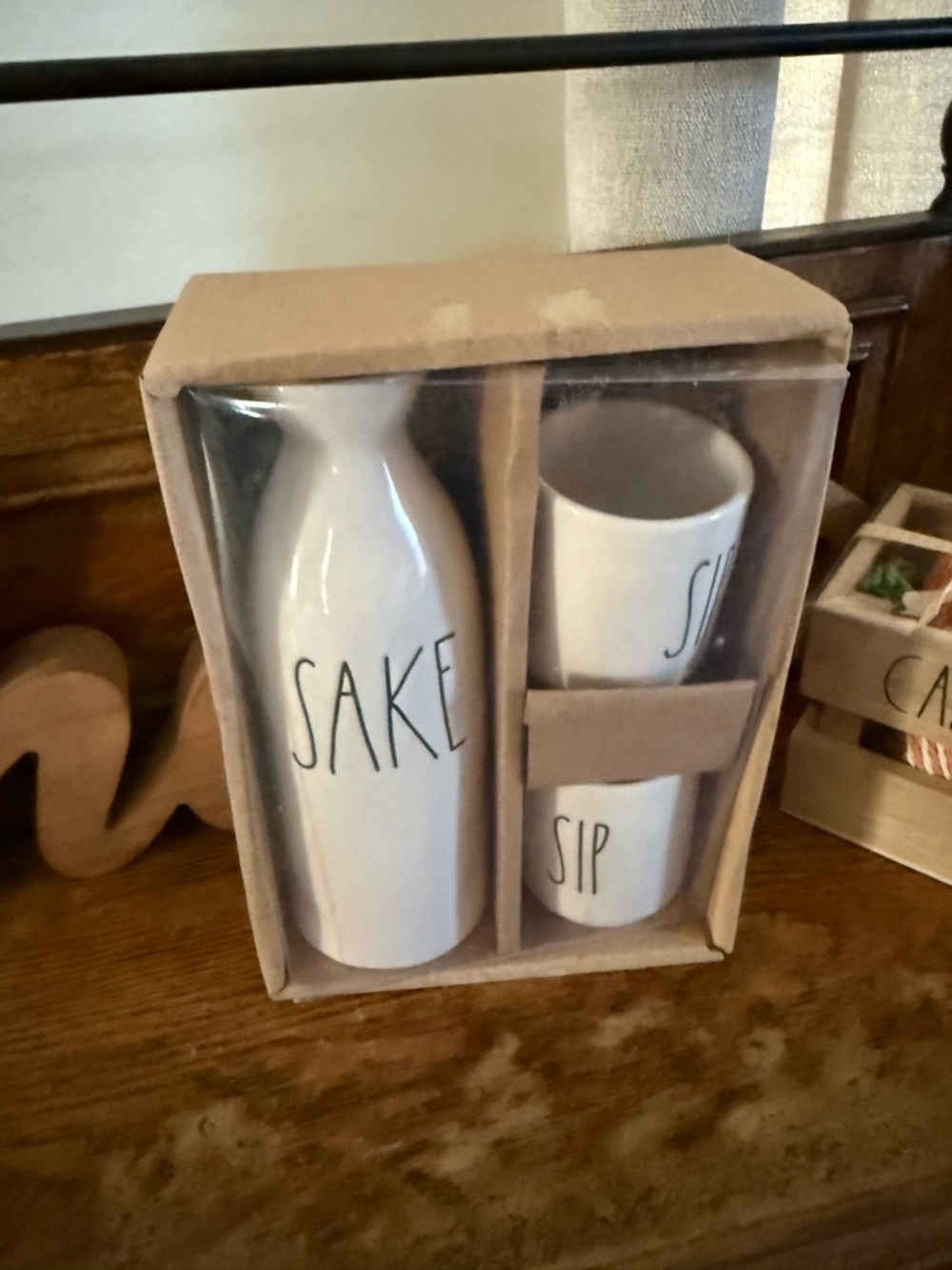 White Sake Serving Set with Carafe and Cups NIB